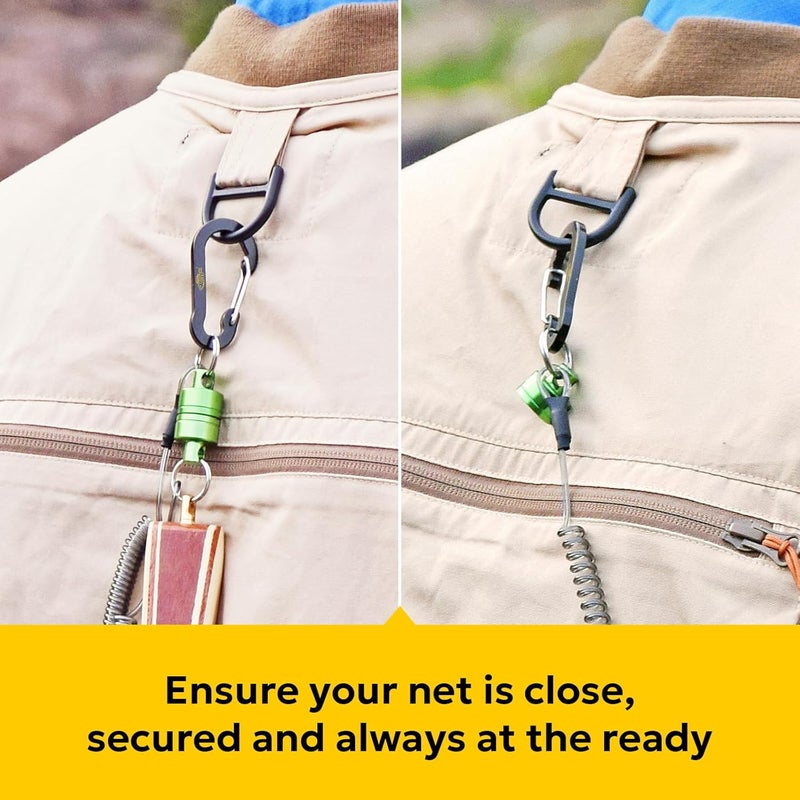 sf. Strongest Magnetic Net Release Magnetic Keychain Fly Fishing Net Retractor Magnet Clip Holder Retractor with Retractable Coiled Lanyard Carabiner - Image 5